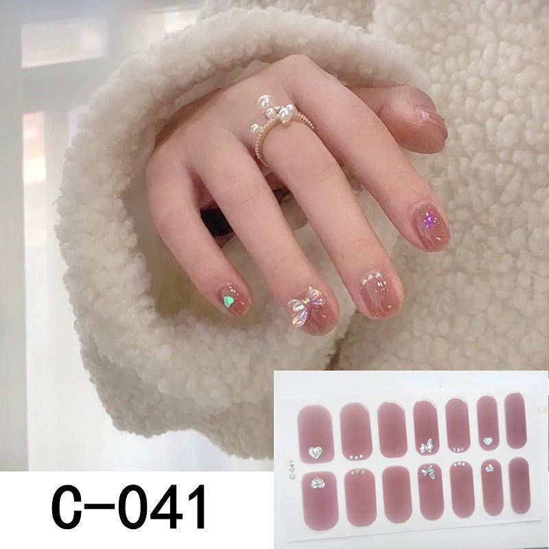 14 pcs Glitter Nude Pink Nail Art Stickers Self Adhesive Gel Nail Decals