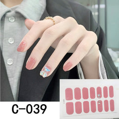 14 pcs Glitter Nude Pink Nail Art Stickers Self Adhesive Gel Nail Decals