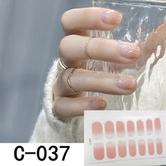 14 pcs Glitter Nude Pink Nail Art Stickers Self Adhesive Gel Nail Decals