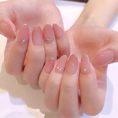 14 pcs Glitter Nude Pink Nail Art Stickers Self Adhesive Gel Nail Decals