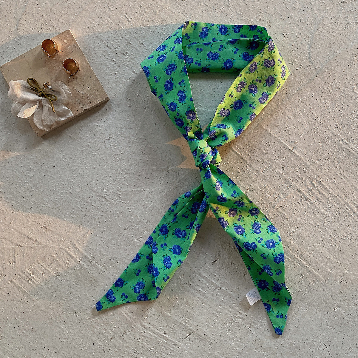 Casual Flower Neckerchief Long Ribbon Skinny Scarf