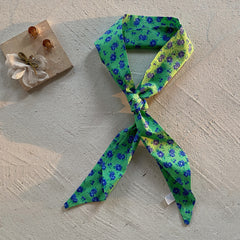 Casual Flower Neckerchief Long Ribbon Skinny Scarf