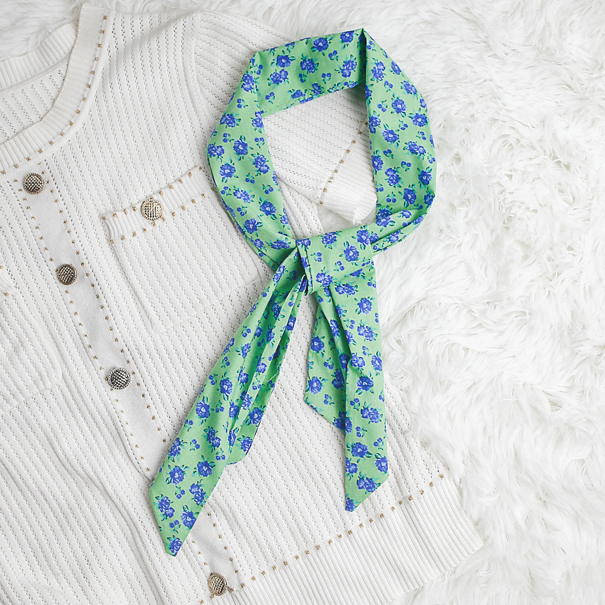 Casual Flower Neckerchief Long Ribbon Skinny Scarf