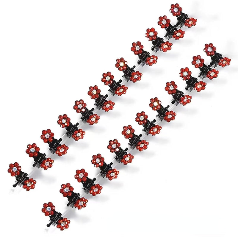24pcs Glitter Rhinestone Flower Hair Clips for Women Girls
