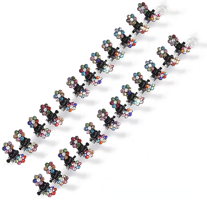 24pcs Glitter Rhinestone Flower Hair Clips for Women Girls