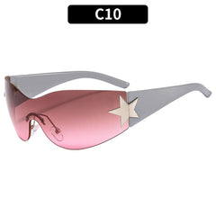 Y2K Rimless Sunglasses Star Decor UV400