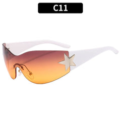 Y2K Rimless Sunglasses Star Decor UV400