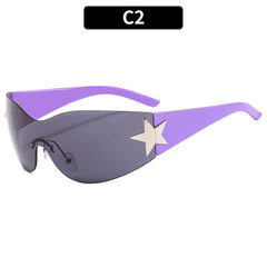 Y2K Rimless Sunglasses Star Decor UV400