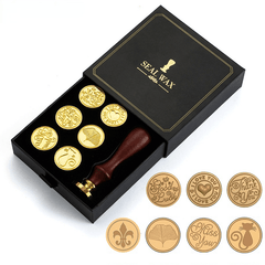 Wax Seal Stamp Kit Set for Invitations Cards Envelopes Mails Wine Pac