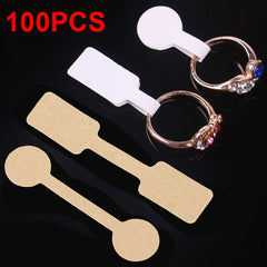 100pcs Paper Tags Stickers Blank Labels Ring Necklace Display Card Self Sticker
