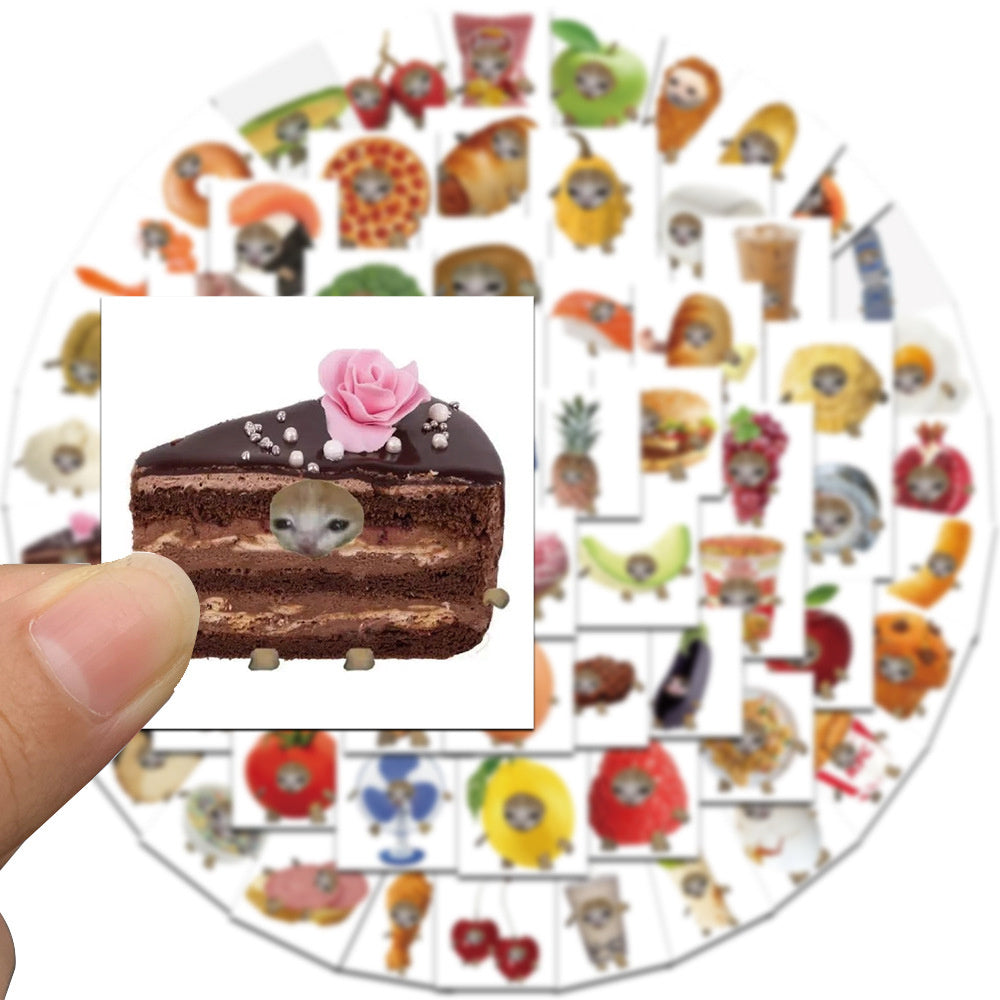 69PCS Funny Meme Cat & Food Stickers Toy Laptop Skateboard Phone Car