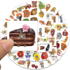 69PCS Funny Meme Cat & Food Stickers Toy Laptop Skateboard Phone Car