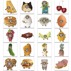 69PCS Funny Meme Cat & Food Stickers Toy Laptop Skateboard Phone Car