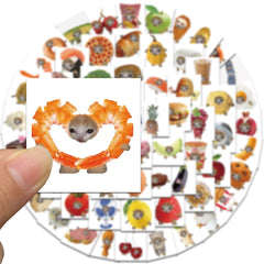 69PCS Funny Meme Cat & Food Stickers Toy Laptop Skateboard Phone Car