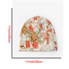 Lace Flower Print Beanie Elastic Lightweight Skull Cap