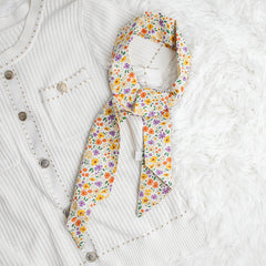 Floral Neckerchief Long Skinny Scarf for Mother