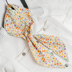 Floral Neckerchief Long Skinny Scarf for Mother