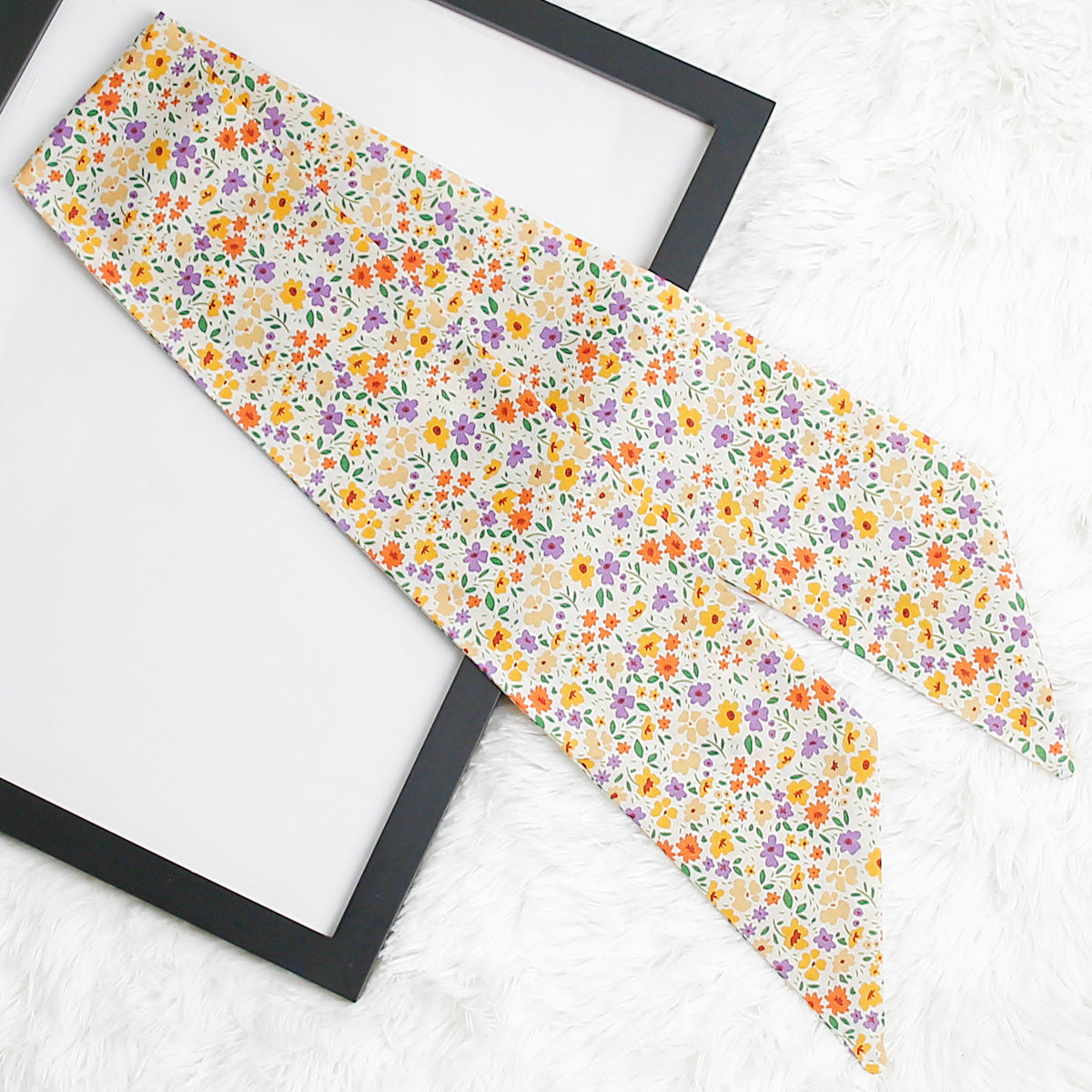 Floral Neckerchief Long Skinny Scarf for Mother