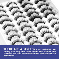 20 Pairs Cat Eye False Eyelashes Dramatic Curling Faux Mink Lashes