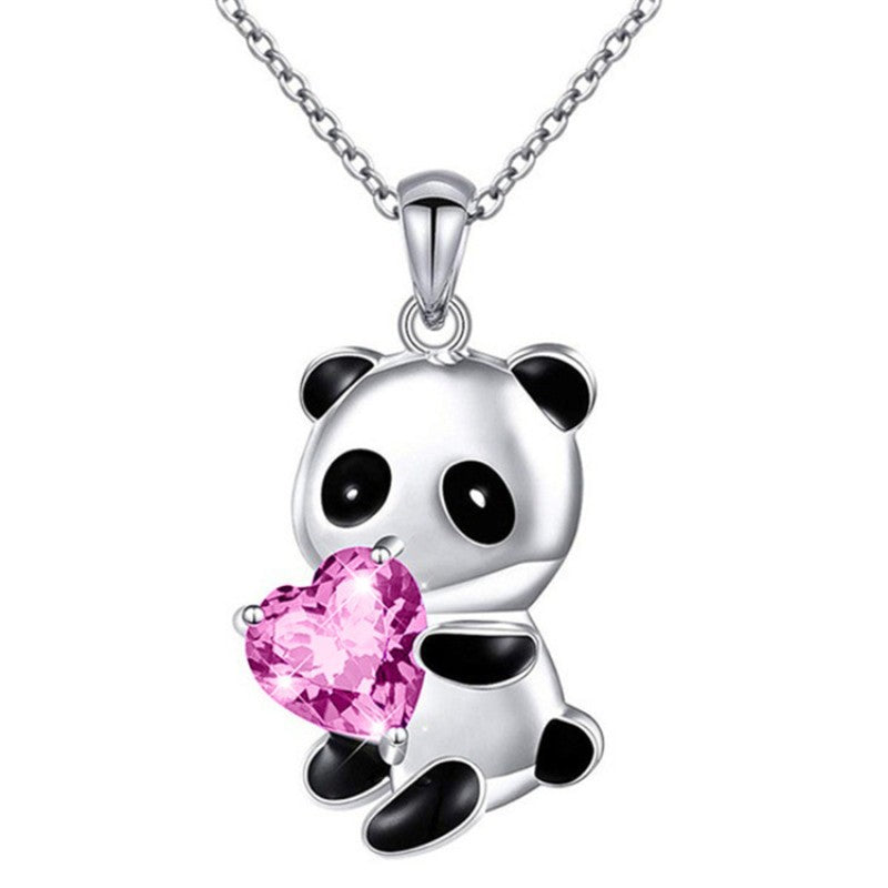 Heart Panda Pendant Necklace Girls Gift