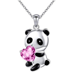 Heart Panda Pendant Necklace Girls Gift