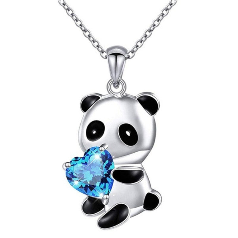 Heart Panda Pendant Necklace Girls Gift