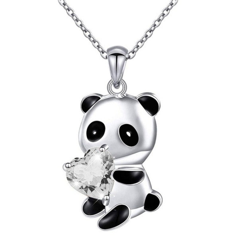 Heart Panda Pendant Necklace Girls Gift