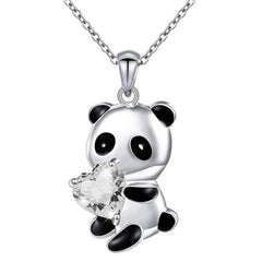 Heart Panda Pendant Necklace Girls Gift