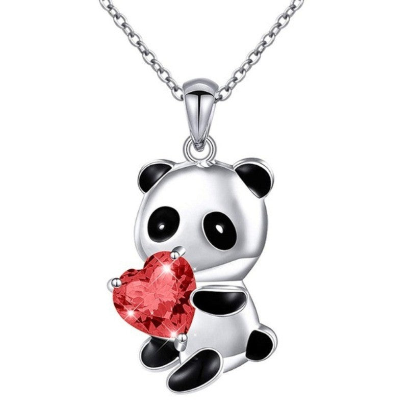 Heart Panda Pendant Necklace Girls Gift