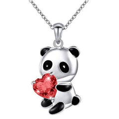 Heart Panda Pendant Necklace Girls Gift