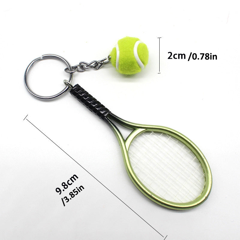 Alloy Tennis Raclet Ball Keychain Sport Team Bag Chain Pendant