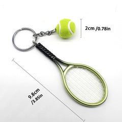 Alloy Tennis Raclet Ball Keychain Sport Team Bag Chain Pendant