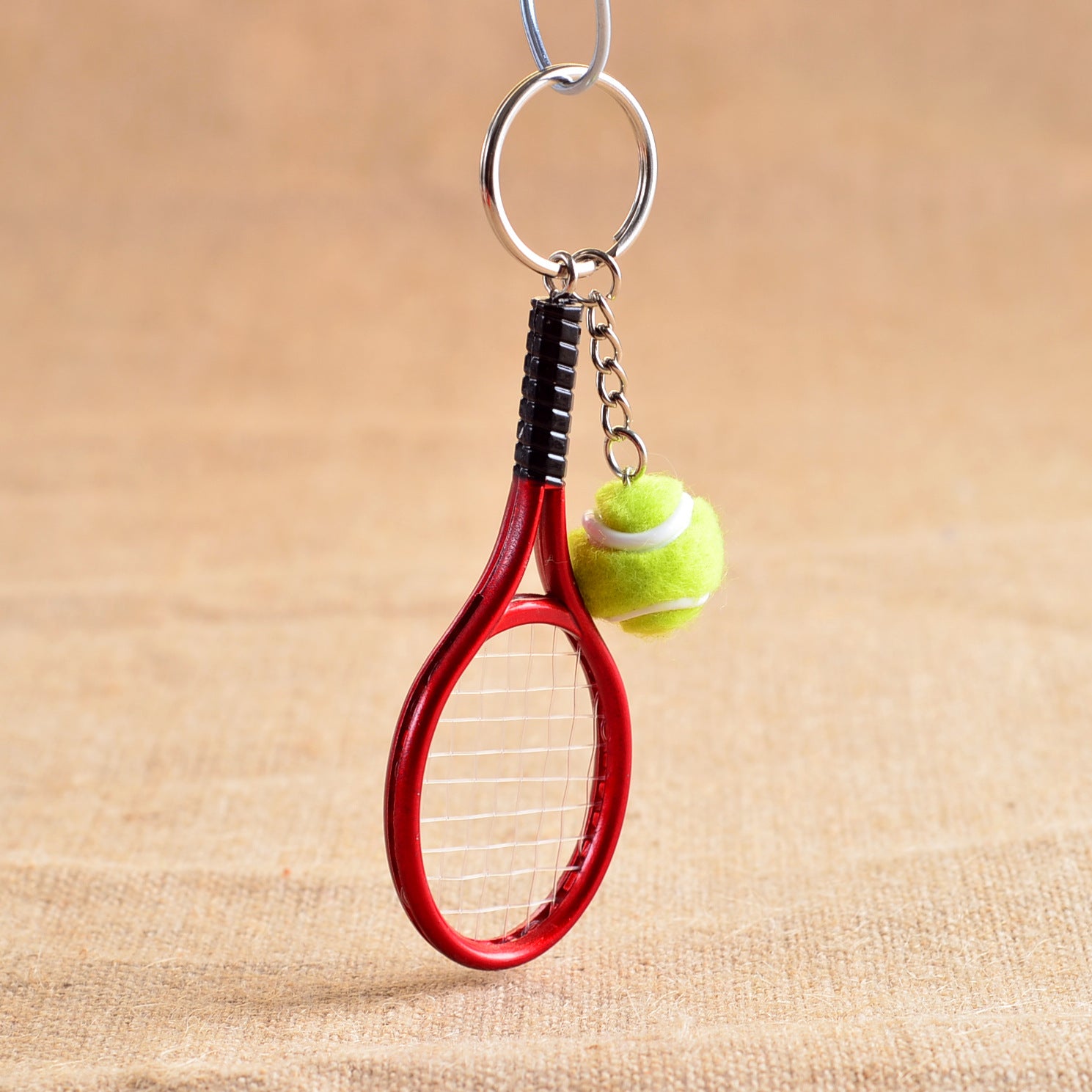 Alloy Tennis Raclet Ball Keychain Sport Team Bag Chain Pendant