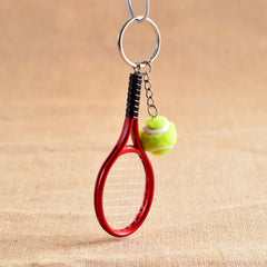 Alloy Tennis Raclet Ball Keychain Sport Team Bag Chain Pendant