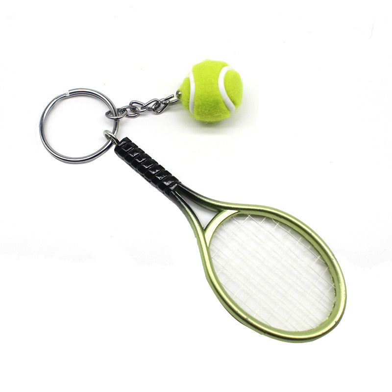 Alloy Tennis Raclet Ball Keychain Sport Team Bag Chain Pendant