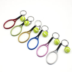Alloy Tennis Raclet Ball Keychain Sport Team Bag Chain Pendant