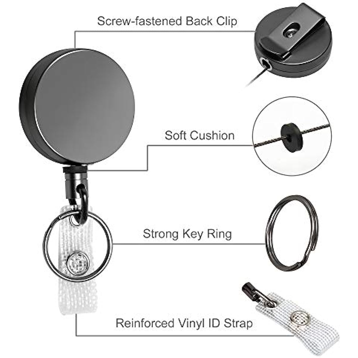Men's Metal Retractable Key Chain Key Ring
