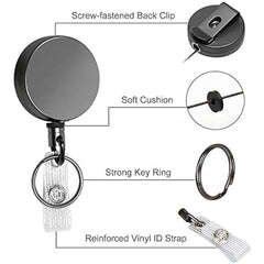 Men's Metal Retractable Key Chain Key Ring