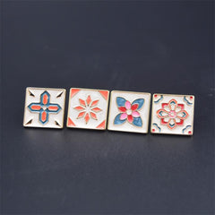 Unisex Collar Buckle Cufflinks Square Drip Oil Creative Pattern