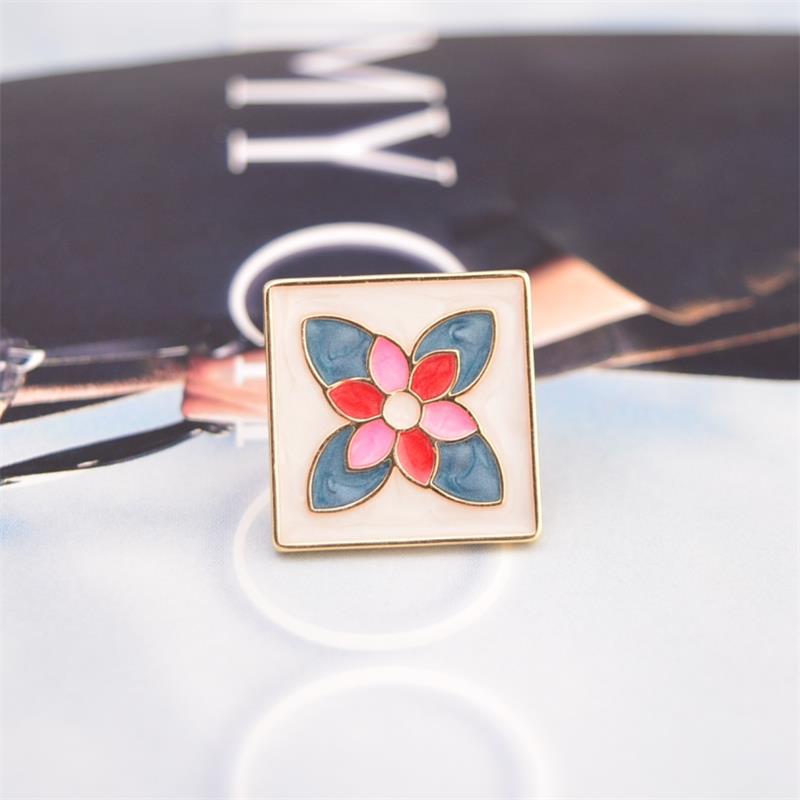 Unisex Collar Buckle Cufflinks Square Drip Oil Creative Pattern