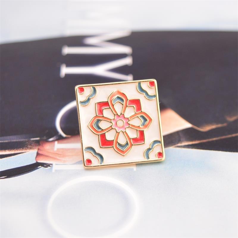 Unisex Collar Buckle Cufflinks Square Drip Oil Creative Pattern