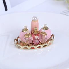 Pink Perfume Tray 1:12 Scale Dollhouse Furniture Bedroom Bath Decorative Tray