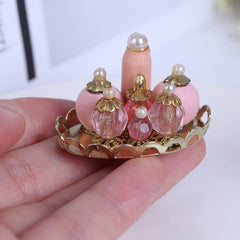 Pink Perfume Tray 1:12 Scale Dollhouse Furniture Bedroom Bath Decorative Tray