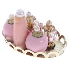 Pink Perfume Tray 1:12 Scale Dollhouse Furniture Bedroom Bath Decorative Tray