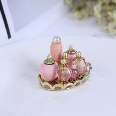 Pink Perfume Tray 1:12 Scale Dollhouse Furniture Bedroom Bath Decorative Tray