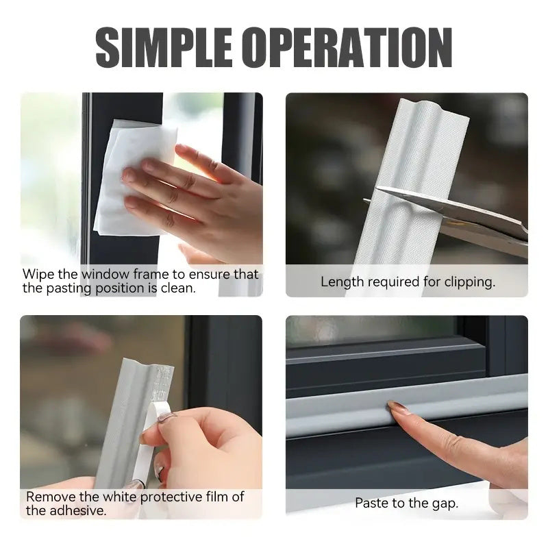 78" Window Seal Strip - Durable Protective Barrier Against Dust Water Wind Rain