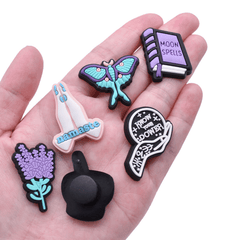 25pcs Lavender Purple Witch Series Shoe Flower Decorative Buckle