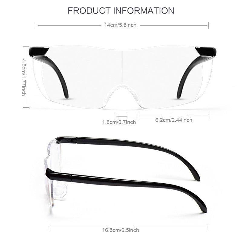 6X Magnification Reading Glasses Big Vision Portable Rimless Diopter 250