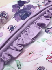 2pcs Baby Girls Floral Romper & Headband Set Clothes