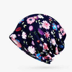 Flower Print Slouchy Beanie Lightweight Skull Cap